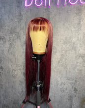Load image into Gallery viewer, 26&quot; Burgundy Bang Wig
